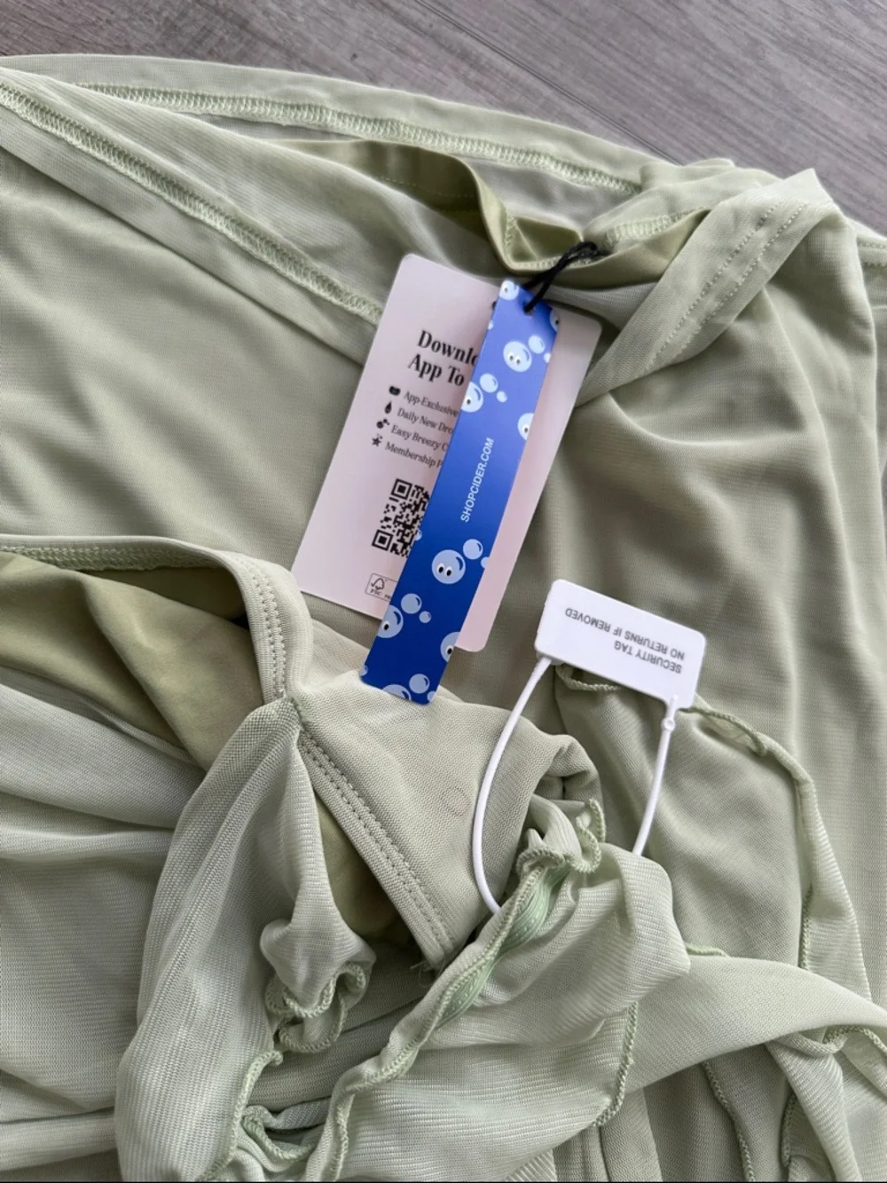 Elegant Sage Green Mesh Ruffle Hem Maxi Evening Dress - Picture 3 of 3